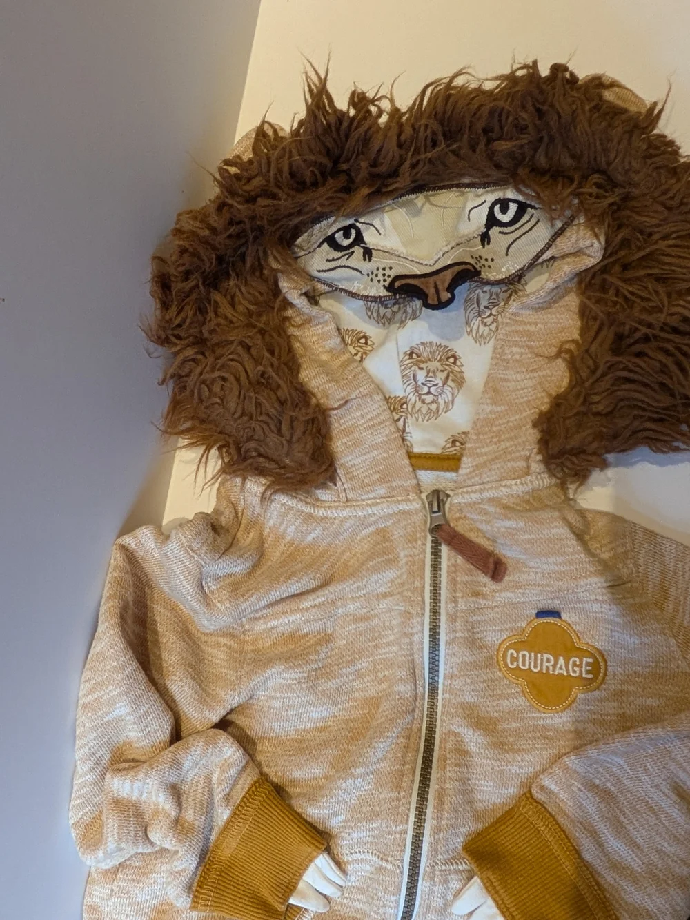 OshKosh B'gosh Lion Hooded Zip Jacket in Tan and Brown